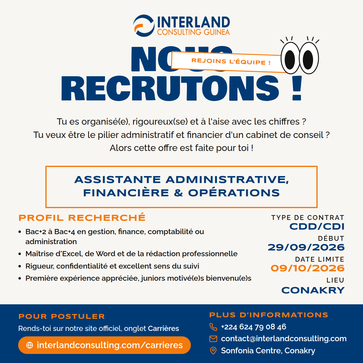 Nous recrutons : Assistante administrative, financière & opérations